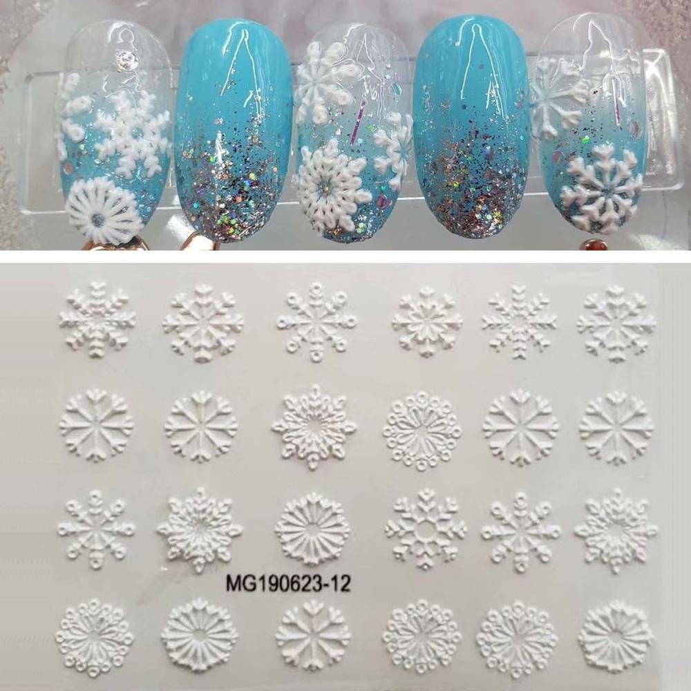 Miếng Dán Trang Trí Móng Tay Tự Dính Họa Tiết Giáng Sinh 6D DIY