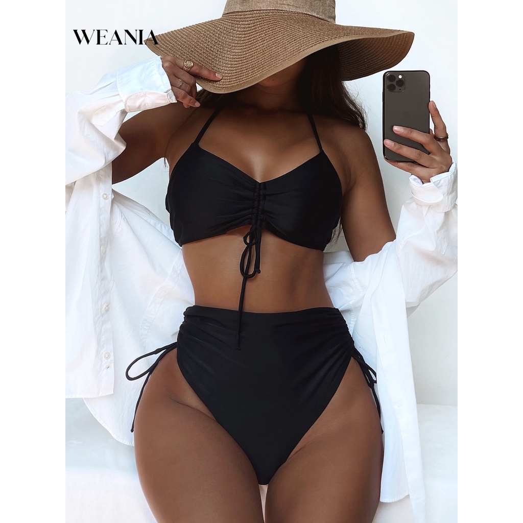 Bikini Lưng Cao Thiết Kế Dây Rút Cho Nữ