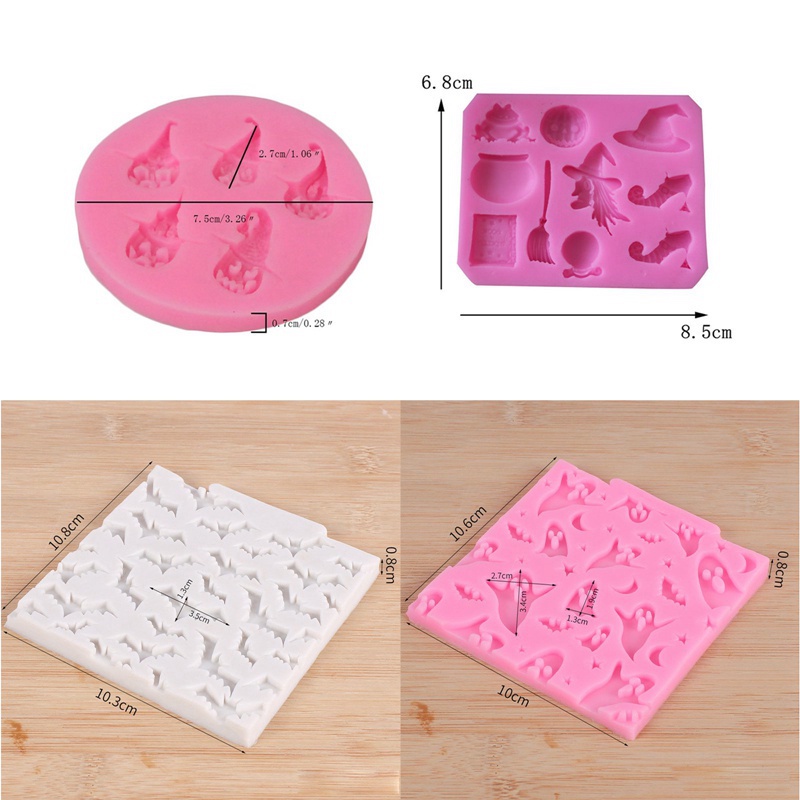 Khuôn Silicone Tạo Hình Làm Bánh/Xà Phòng Hình Đầu Lâu Phù Thủy Dơi 3D DIY