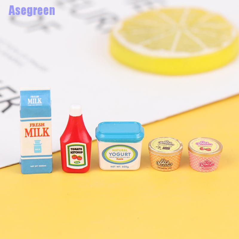 Bộ 5 Mô Hình Sữa Chua mini Xinh Xắn Dành Cho Búp Bê