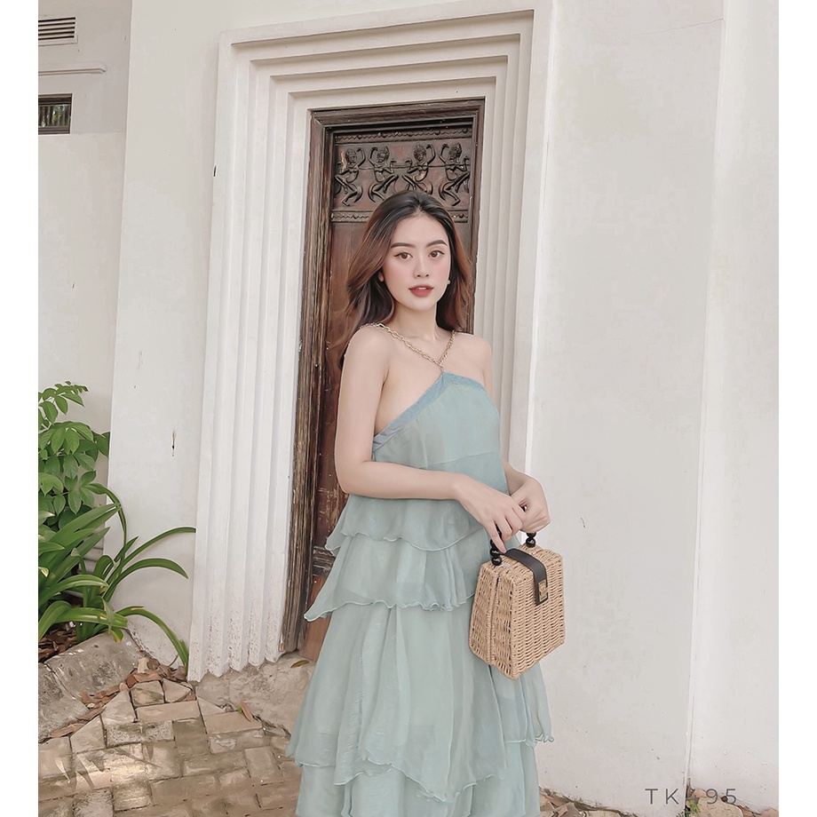 BBSTORE'S Đầm Maxi Cổ Yếm Xếp Tầng  Dáng Váy Dài Đi Biển Đi Tiệc Đi Chơi cực Sang Chảnh  -TK495