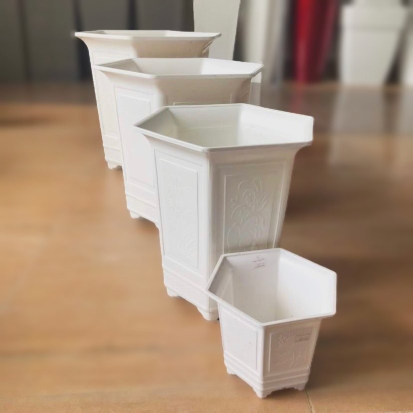 Combo 2 Bộ Chậu Nhựa Trồng Cây Kim Cương, Chậu Bát Giác, Chậu Lục giác + Đĩa Lót Chậu