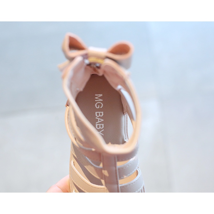Giày chiến binh bé gái Sandal cho bé gái chất da mềm nơ dán xinh xắn đế mềm nhẹ sz 22-36 Giày dép bé gái