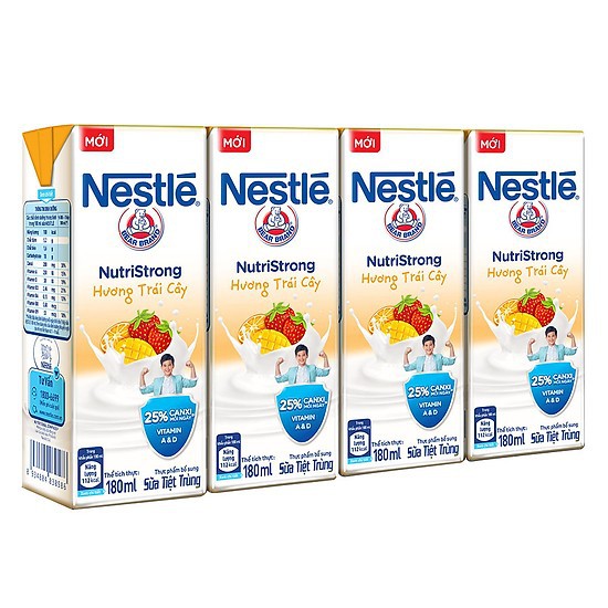 Lốc 4 Hộp Sữa Nước Nestlé Hương Trái Cây (180ml/hộp)