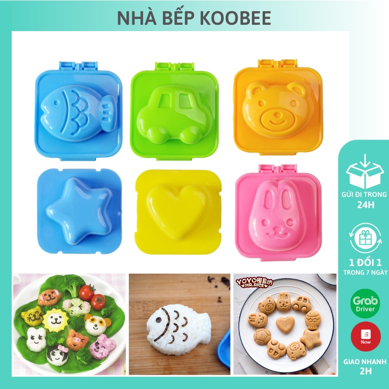 Khuôn cơm Bento, đậu hũ non, làm bánh - Bộ khuôn cơm cho bé ăn dặm KooBee (AD14)