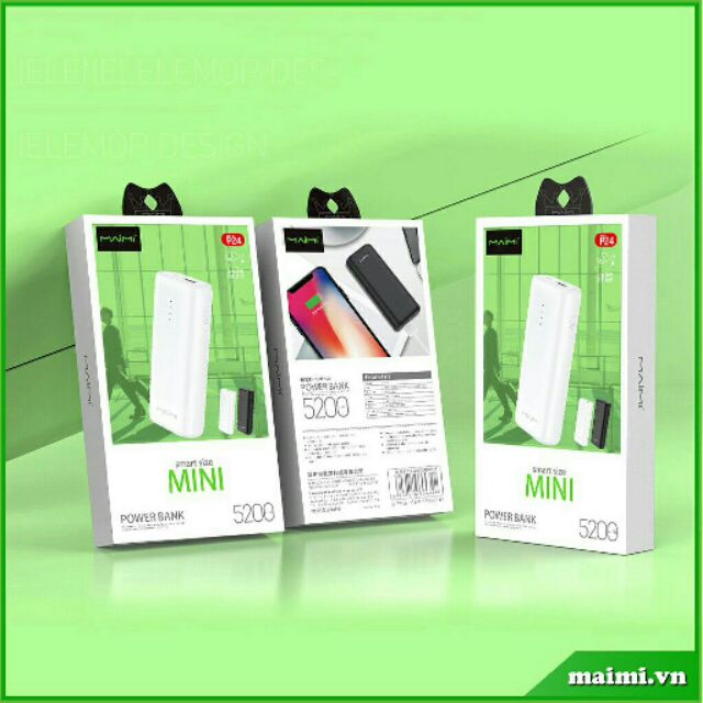 Sạc dự phòng 5200mah - sạc dự phòng MaiMi p24 chính hãng bảo hành 12 tháng