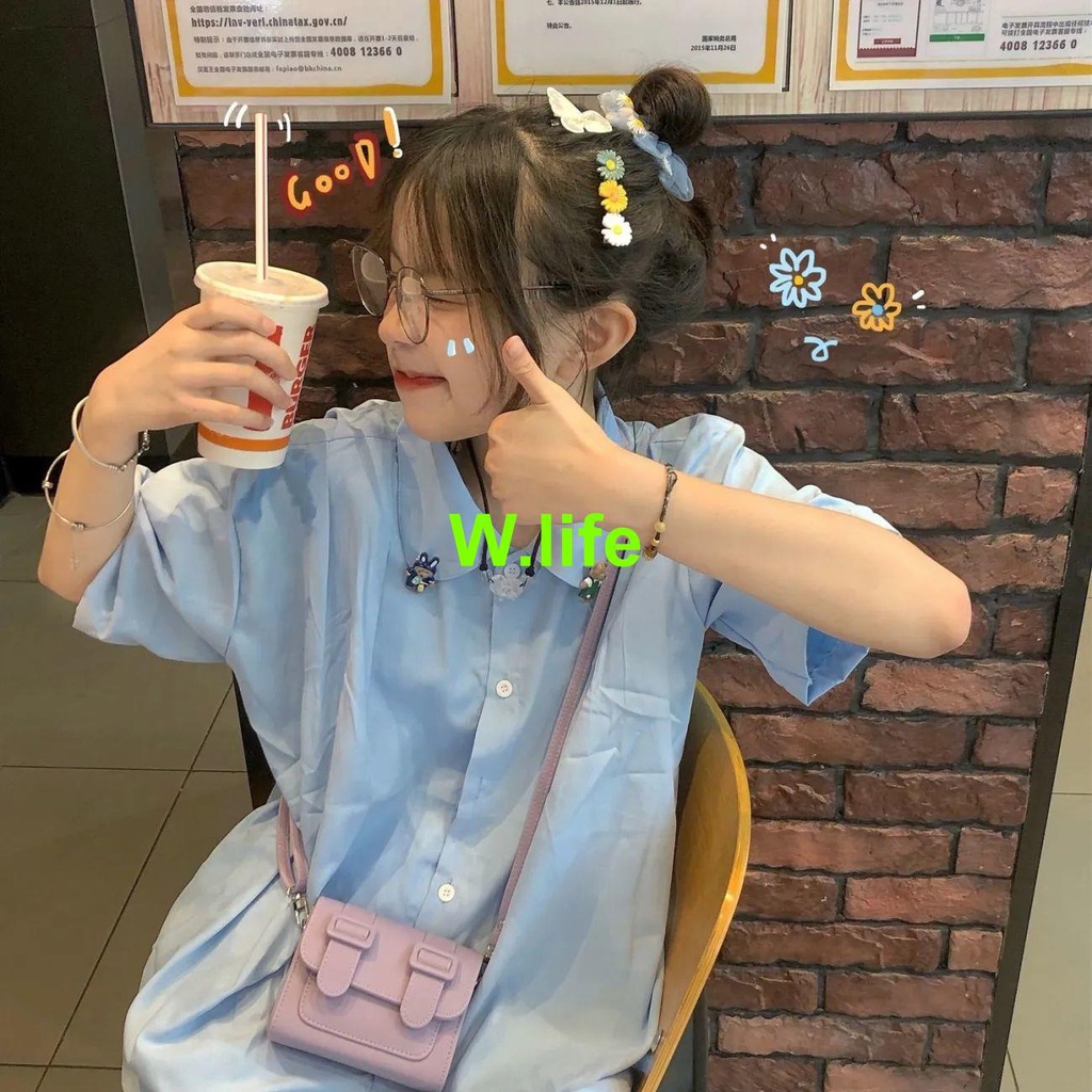 Áo Sơ Mi Ngắn Tay Cổ Búp Bê Phong Cách Học Sinh Nhật Bản Dành Cho Nữ