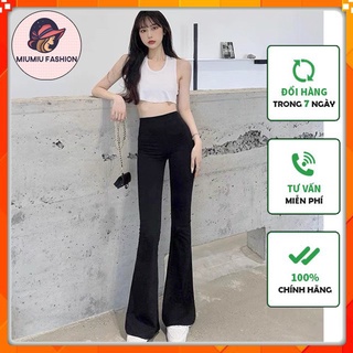 Quần ống loe cạp cao tôn dáng màu đen qk03