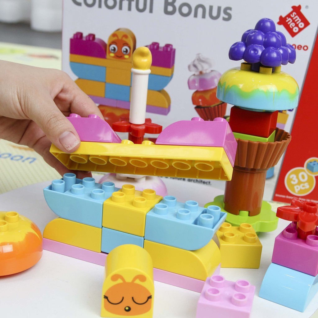 Bộ đồ chơi lắp ghép smoneo duplo Những ly kem nhiều màu 30 chi tiết Toyhouse 66001