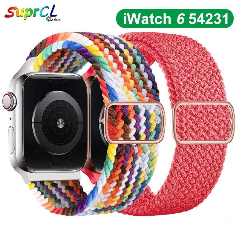 Dây đeo đồng hồ bằng nylon đàn hồi điều chỉnh được 44mm 40mm 38mm 42mm thích hợp cho iWatch series 3 4 5 se 6 45mm 41mm
