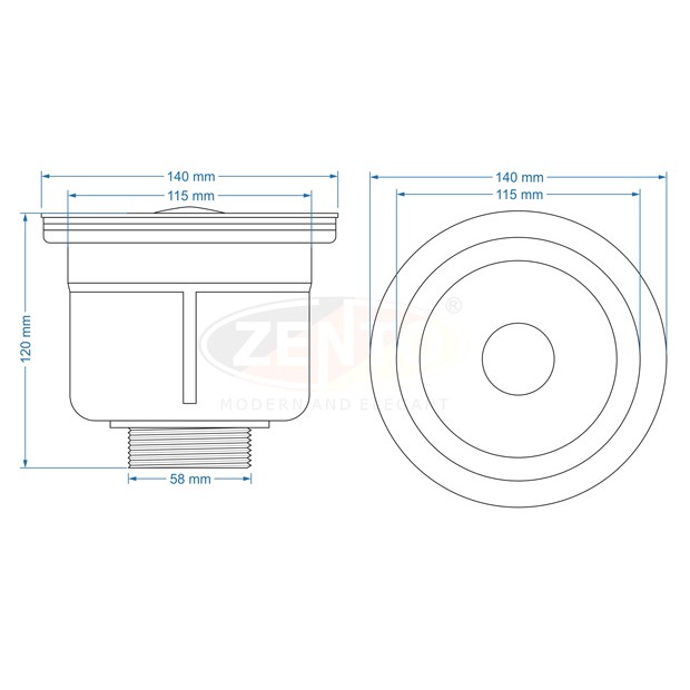 Bầu xi phông kép chậu rửa chén bát Inox 304 XP140