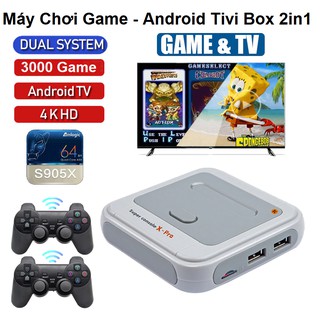 Mua Máy Chơi Game Android Tivi Box 2in1 - SUPER CONSOLE X 2021 - 64GB - 2 TAY CẦM KHÔNG DÂY - 30000 GAME