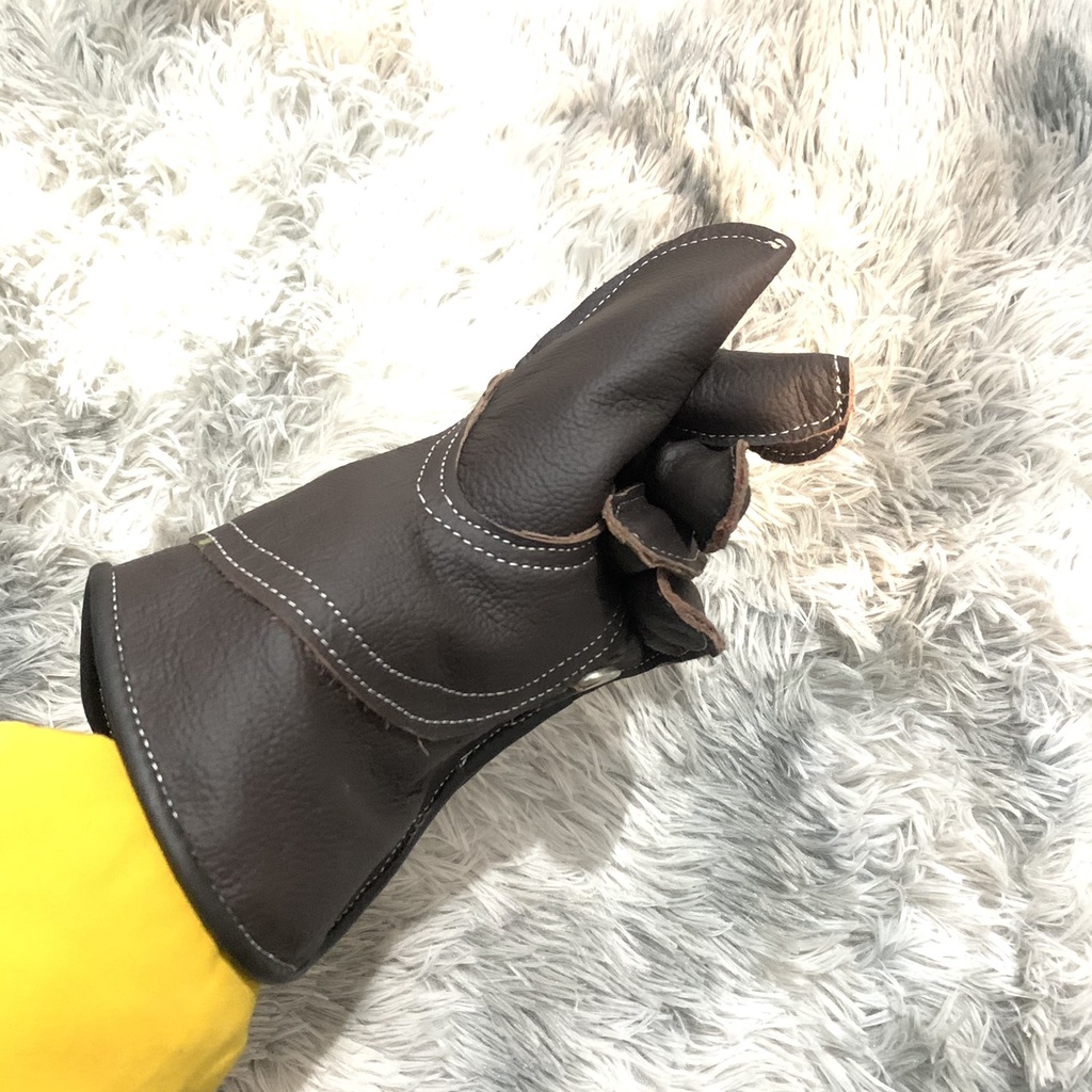 Phụ kiện chim săn - Găng tay chim săn mồi 5 ngón 2 lớp da bò thật chuyên dùng huấn luyện chim săn