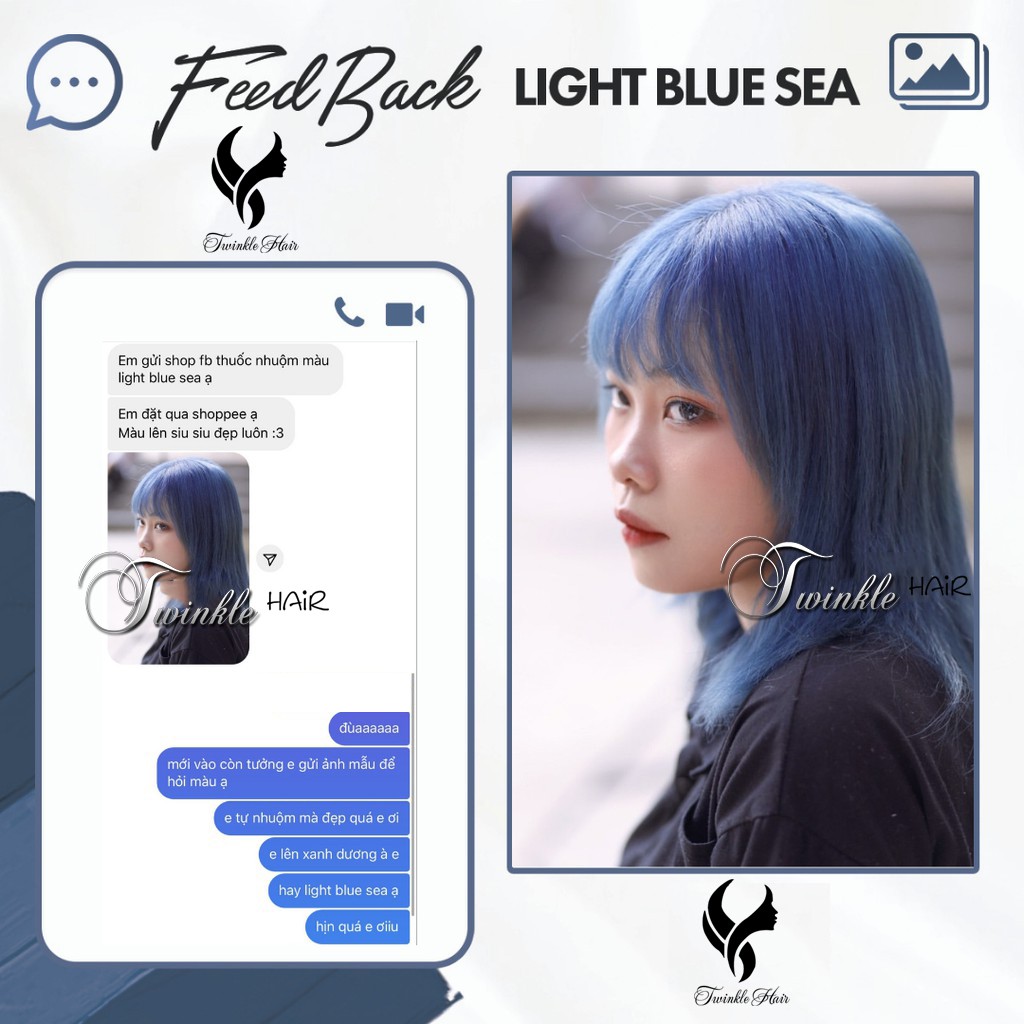 Thuốc nhuộm tóc XANH KHÓI - LIGHT BLUE SEA của Twinkle Hair