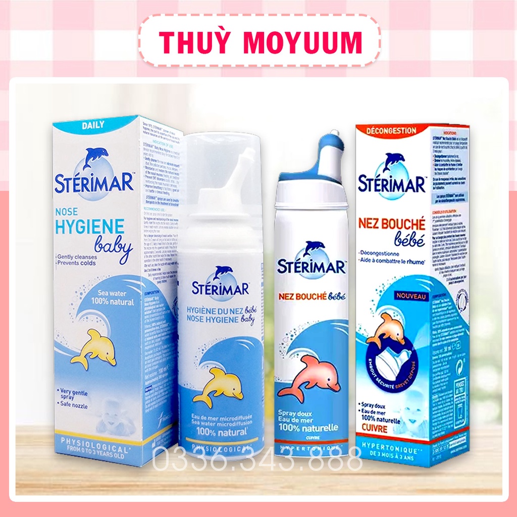 Xịt muối mũi cá heo Sterimar Pháp 100ml Vàng, Cam cho bé