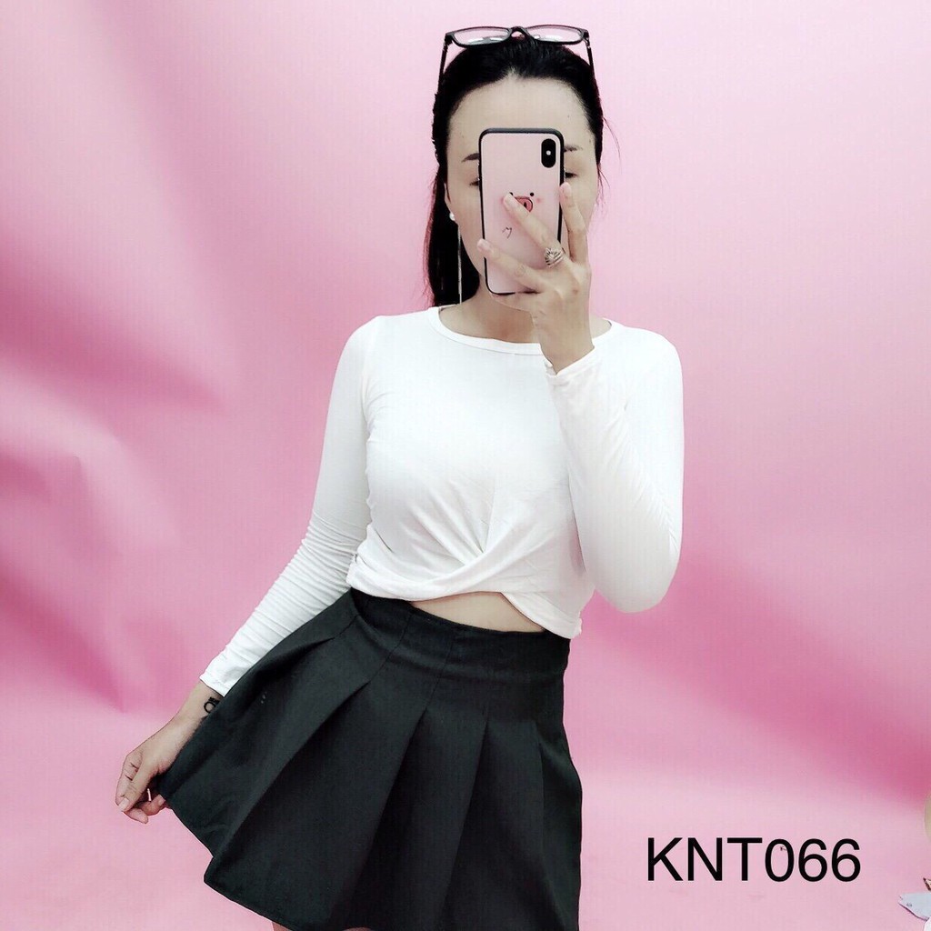 [FREESHIP 99K TOÀN QUỐC Áo Croptop Nữ Xoắn Eo Dài Tay Thời Trang OHS40