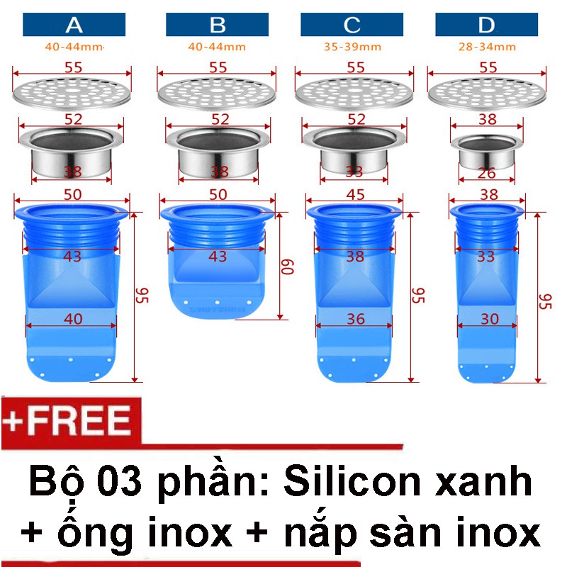 Bộ dụng cụ chặn mùi hôi cống ngăn côn trùng cao, Ống chặn mùi hôi cống, Chống Mùi Hôi Đường Thoát Nước, chống Côn Trùng