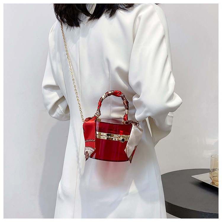 Túi đeo chéo IELGY bằng acrylic trong suốt phối khăn lụa thời trang cho nữ