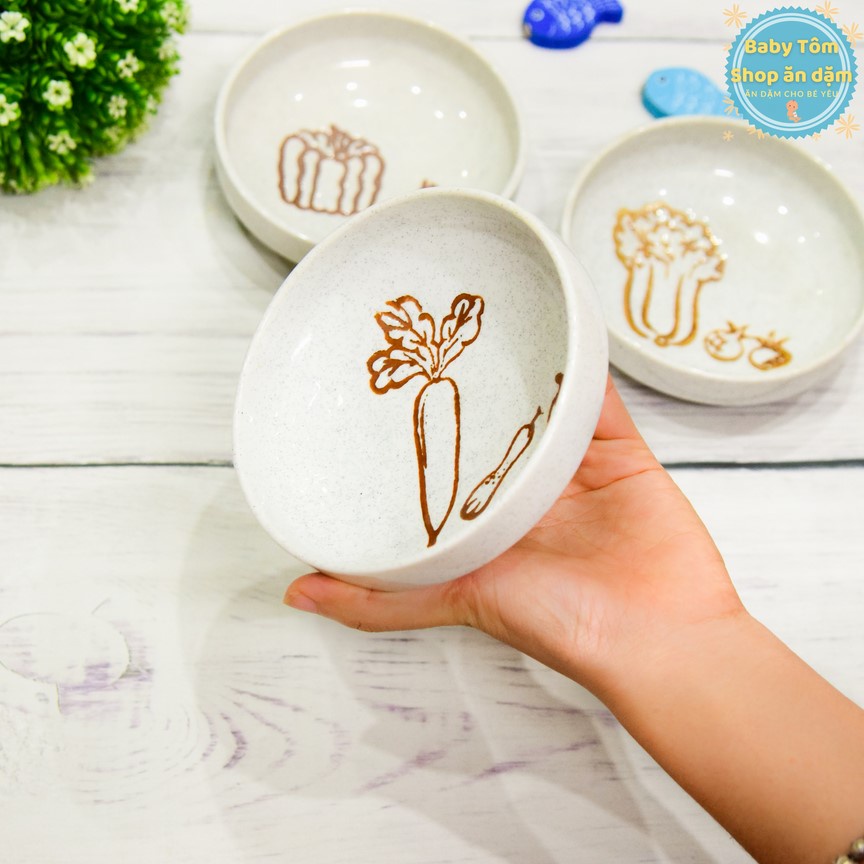 Combo bát ăn dặm gốm Nhật NPP Baby Tôm