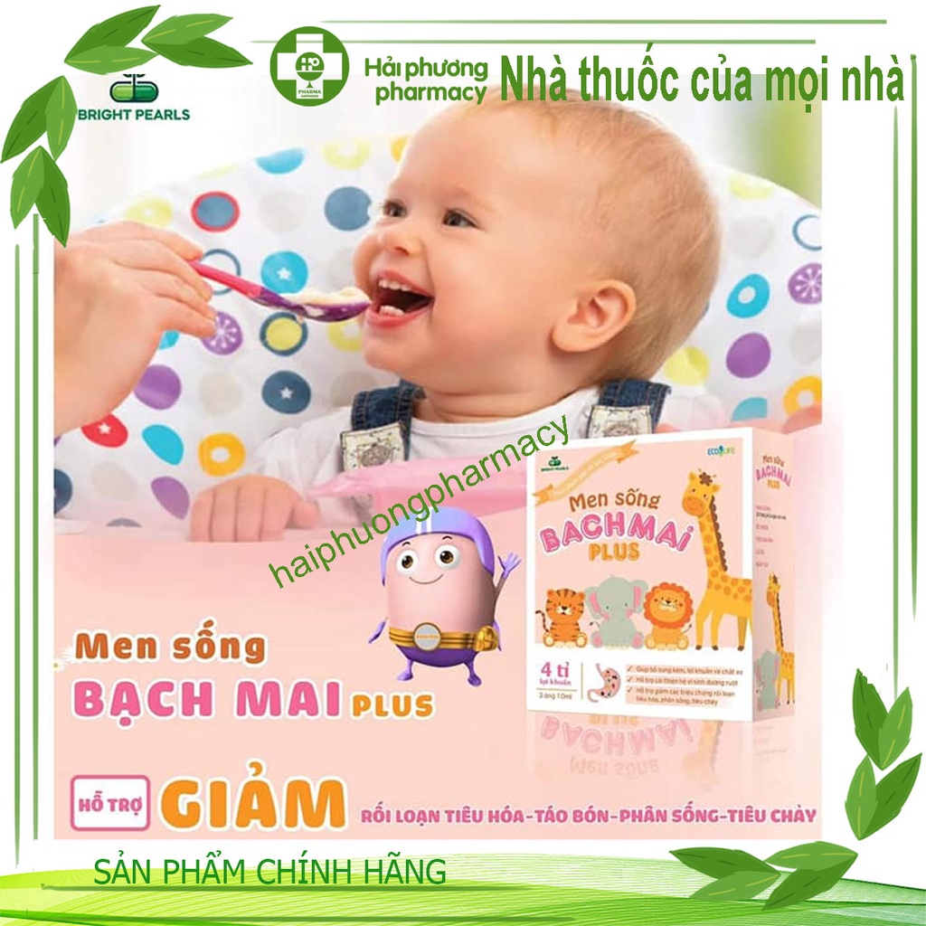 Men sống bạch mai plus chứa chất xơ và 4 tỷ lợi khuẩn bé hết táo bón,Rối loạn tiêu hóa,Biếng ăn-Men sống hữu cơ Bạch Mai