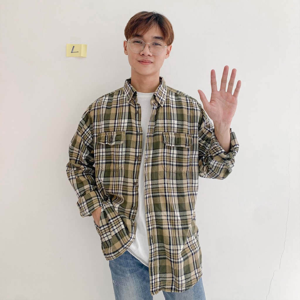 GIẢM SỐC ÁO KHOÁC SƠ MI FLANNEL 69K ÁO [ SIZE L ] CARO CHỐNG NẮNG DÀI TAY HÀNG 2HAND TUYỂN CHỌN