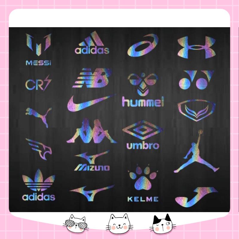 Set 5 logo Phản quang 7 màu cùng loại các thương hiệu in lên vải bằng bàn ủi, bàn là