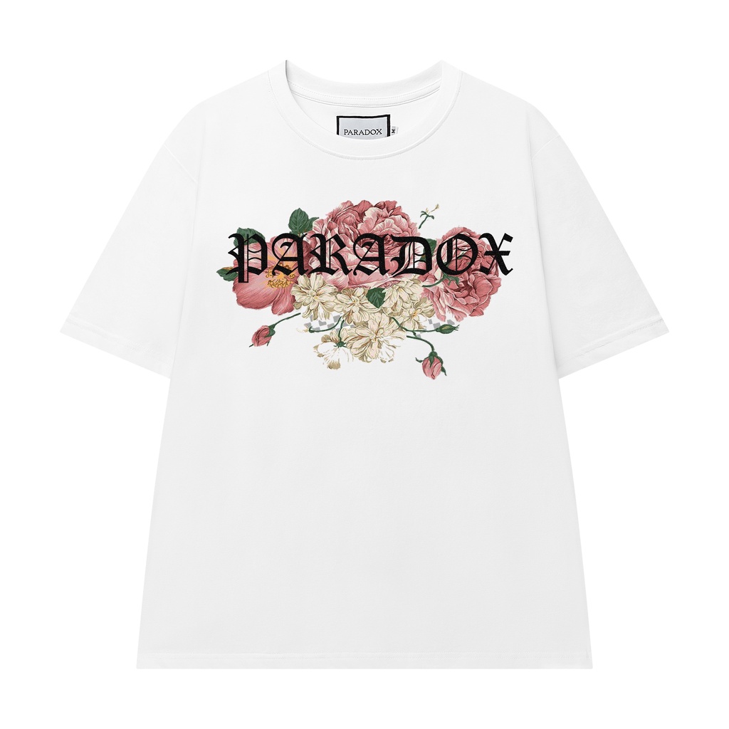 Áo thun form rộng Paradox tay lỡ - Unisex - In hình - LOVE & ROSES - Màu trắng | BigBuy360 - bigbuy360.vn