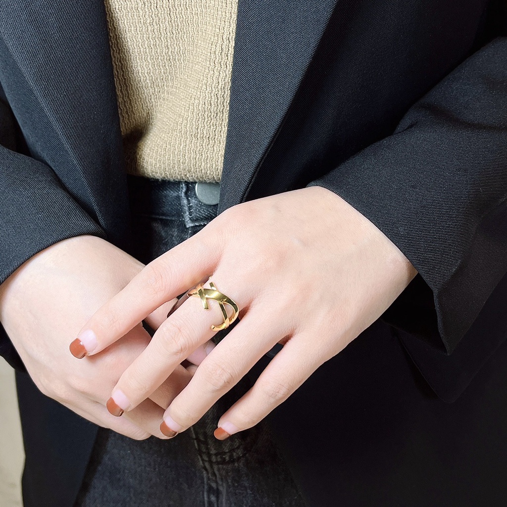 Saint Lauren ysl Nhẫn Thép Titan Chống Thấm Nước Thời Trang Công Sở Cho Nam Và Nữ