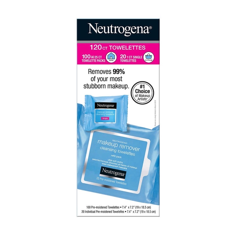KHĂN GIẤY TẨY TRANG NEUTROGENA Makeup Remover Facial Towelettes, 120-count