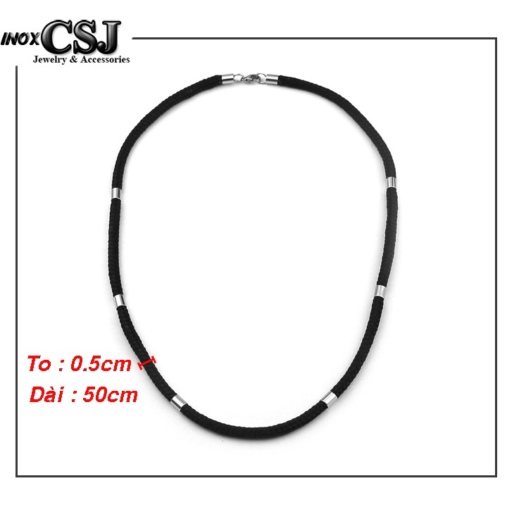 DÂY CHUYỀN DÙ THÁI MÀU ĐEN BỌC KHOEN INOX CAO CẤP RẺ, ĐẸP, CHẤT