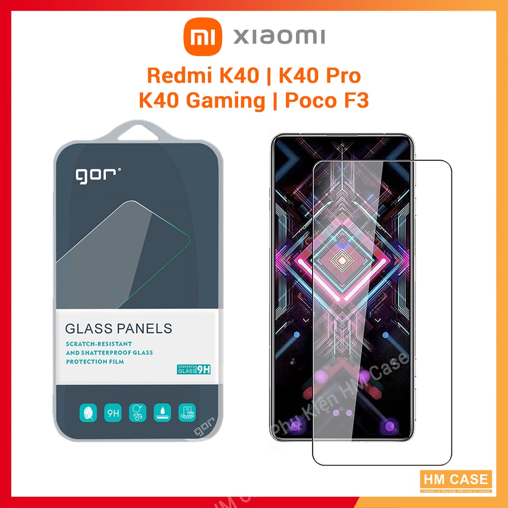 Kính cường lực GOR Xiaomi Redmi K40 / K40 Pro / K40 Gaming, Trong suốt, Không full màn hình