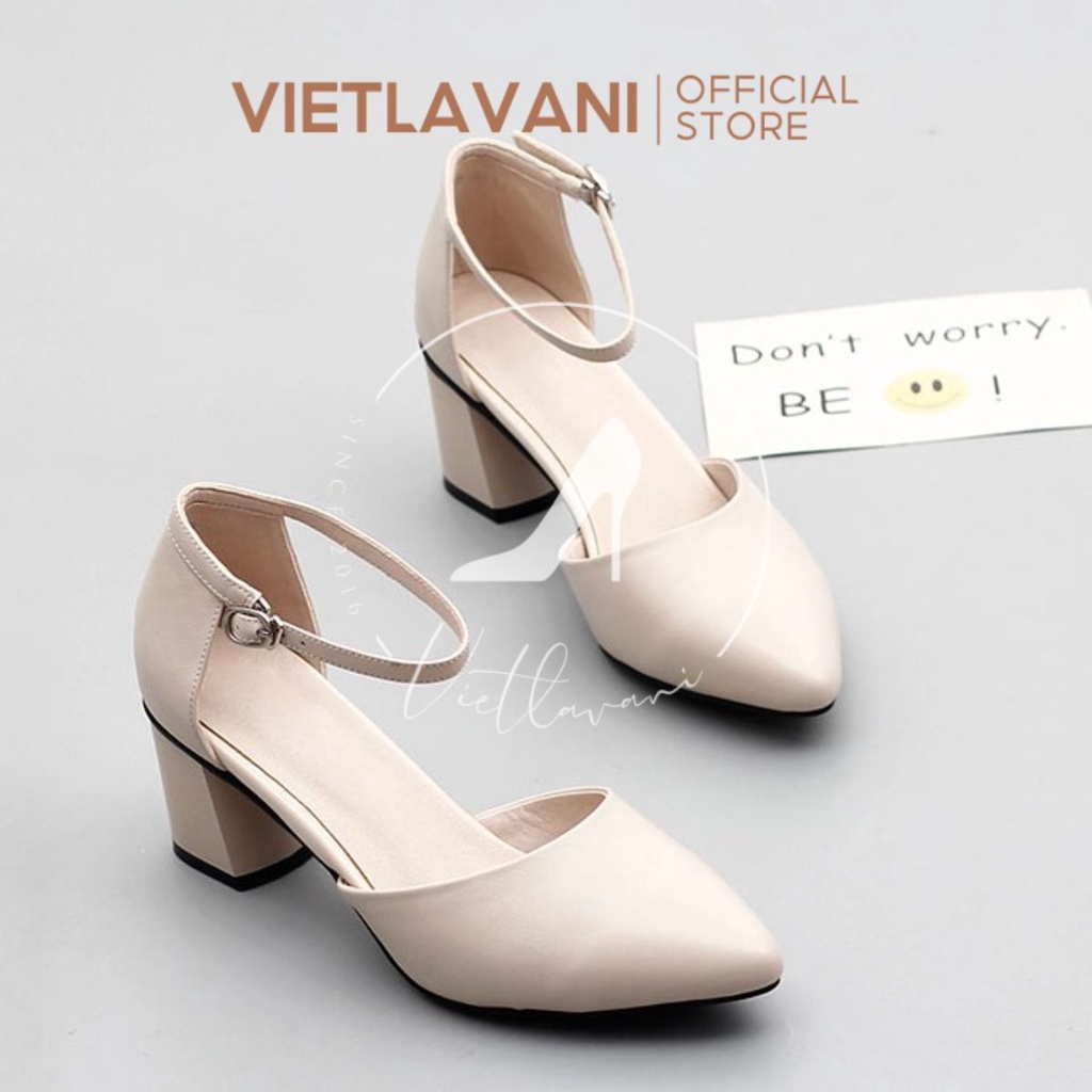 Giày Cao Gót Đế Vuông Bít Mũi Phối Dây 5 PHÂN Mã LCC4