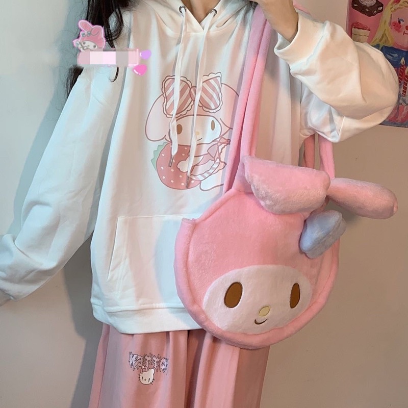 ÁO HOODIE MELODY 💕 MÀU HỒNG TRẮNG 💕 CỰC CUTE PHONG CÁCH LOLITA DỄ THƯƠNG
