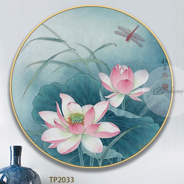 Hoa Sen Cực Đẹp - Tranh Canvas - Tranh Tròn Hoa Sen