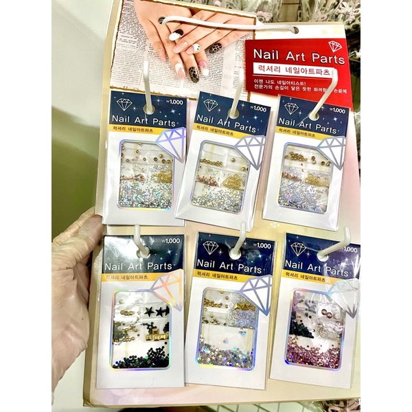 Set gắn nail Daiso Hàn Quốc nhiều mẫu, đồ trang trí móng tay móng chân