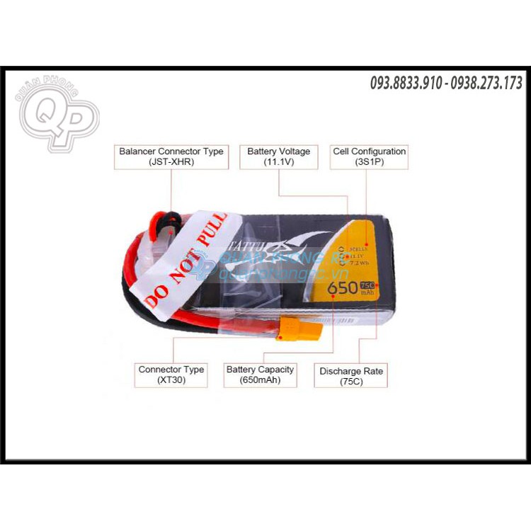 Pin TaTTu 11.1V 650mAh 75C