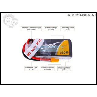 Tattu 650mAh 3S 75C 11.1V XT30 Plug