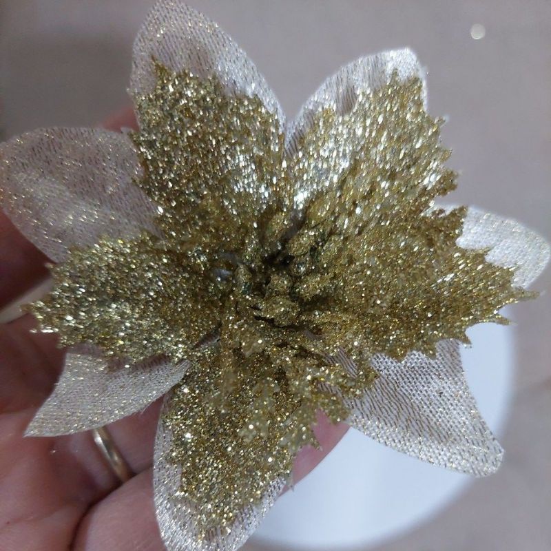 Hoa trạng nguyên vải Kim tuyến trang trí cây thông noel, oản tài lộc, trang trí nhà ,..,