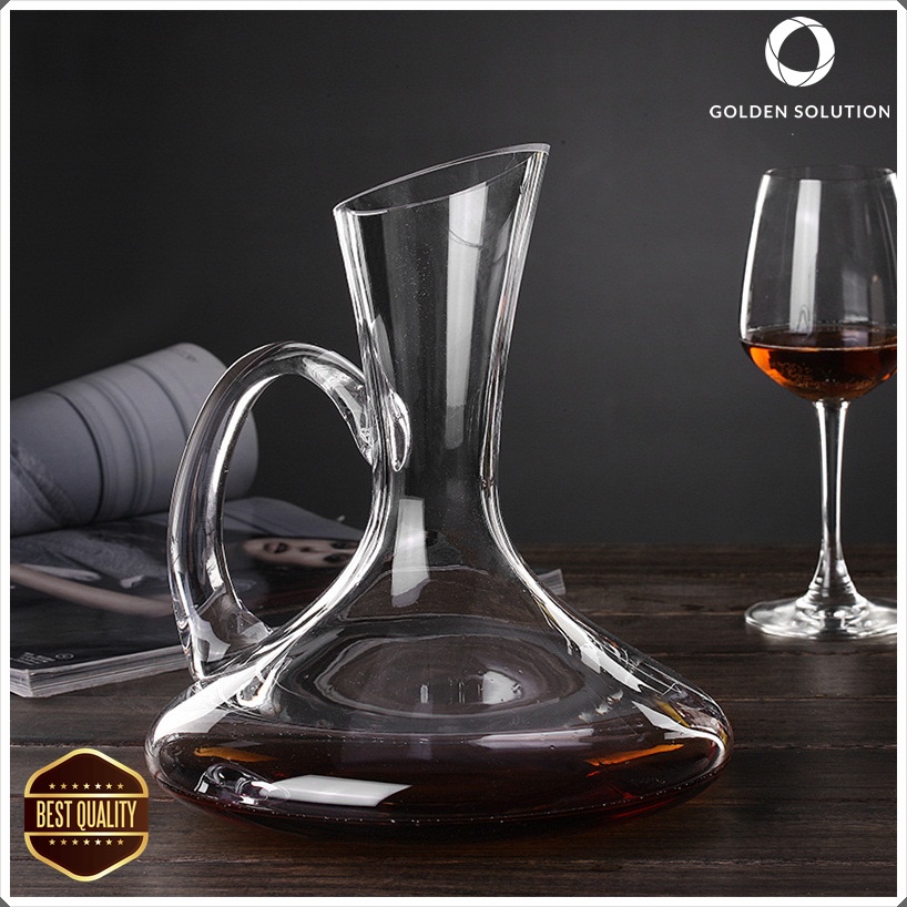 Bình Rót Rượu Vang, Bình Thở Đựng Rượu Vang, Decanter Thủy Tinh GDS Có Tay Cầm 1500ml Quà Tặng Cao Cấp