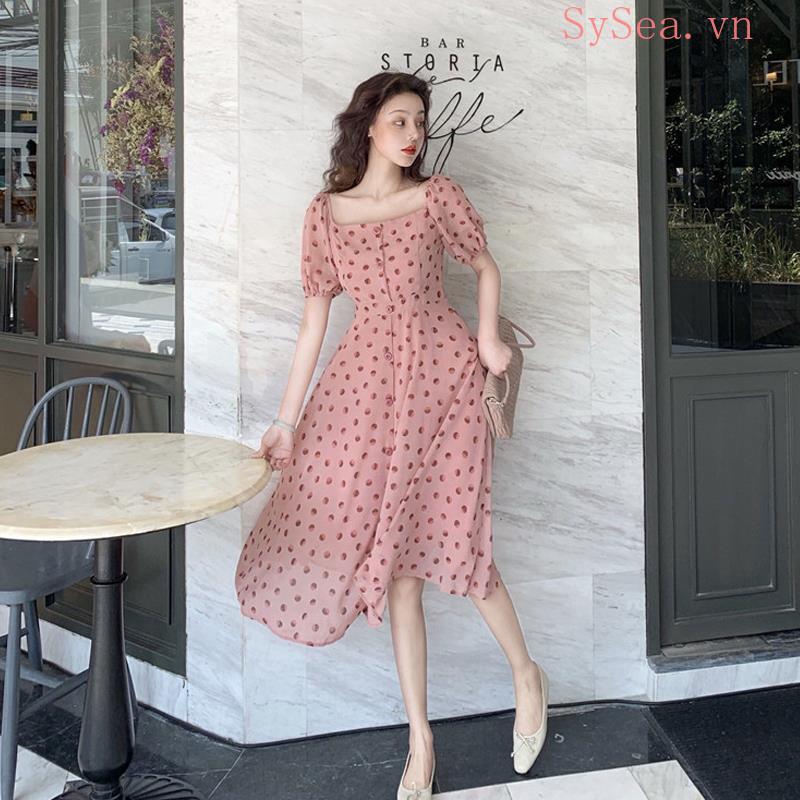 Đầm Vải Voan Tay Ngắn Thời Trang Mùa Hè Cho Nữ
