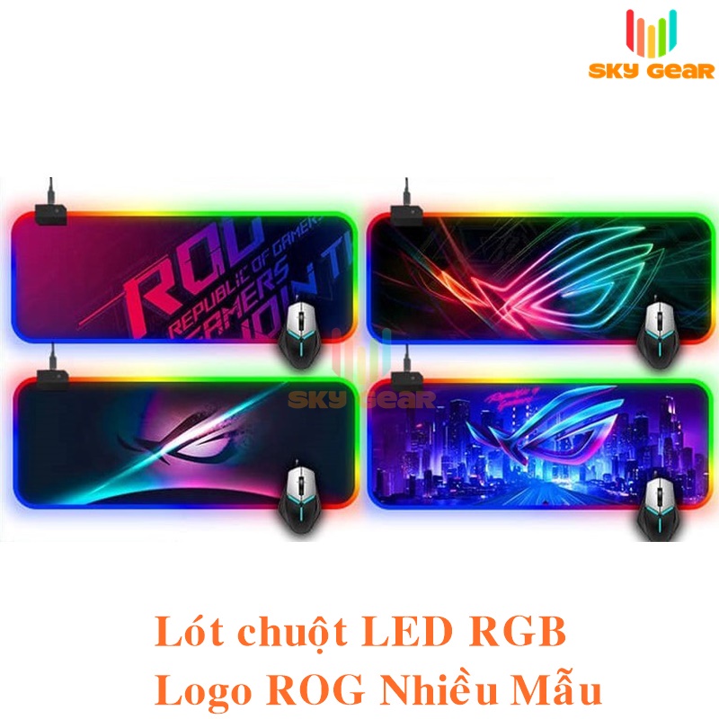 Lót chuột đèn LED RGB Size 80x30 nhiều họa tiết ROG | Sky Gear
