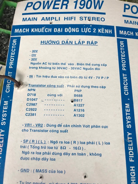 1 Mạch Ampli khuyếch đại đông lực 2 kênh 190w có bảo vệ