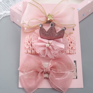 Set 3 băng đô cài tóc trẻ em, turban sơ sinh bé gái, bờm dễ thương em bé 0-24 tháng