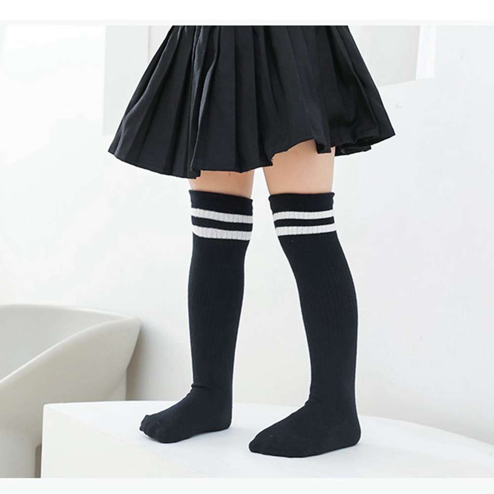 Vớ Cotton Dài Qua Gối Kẻ Sọc Trắng Cho Bé Gái