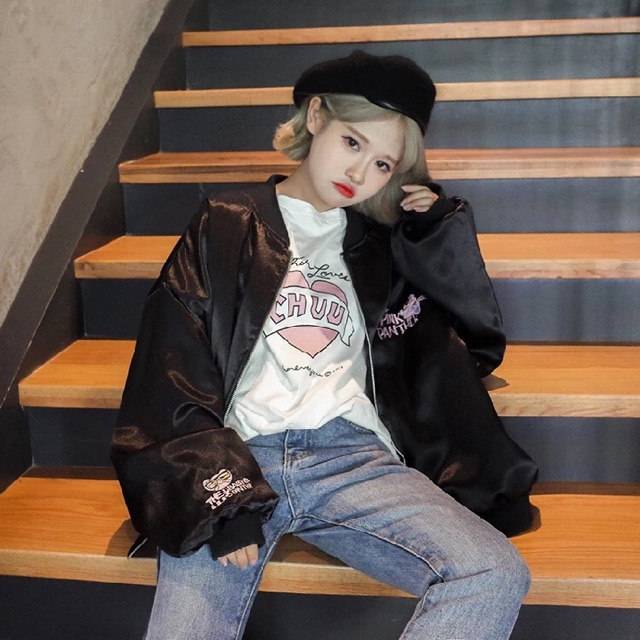 ÁO KHOÁC BOMBER NỮ ULZZANG HOẠ TIẾT PINK PANTHER | BigBuy360 - bigbuy360.vn