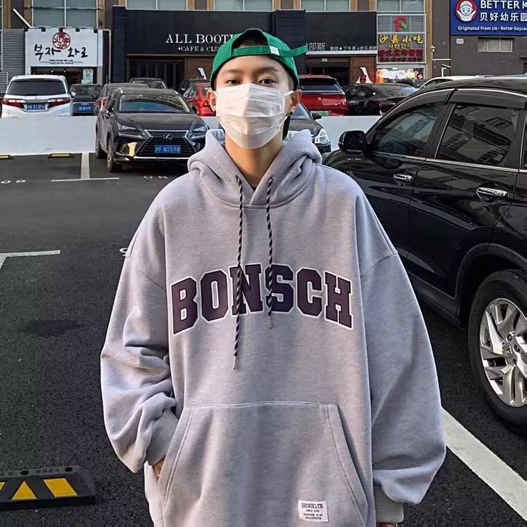 Áo Hoodie Dáng Rộng In Chữ Thời Trang Hàn Quốc Chất Lượng Cao Size M-5XL Cho Nam