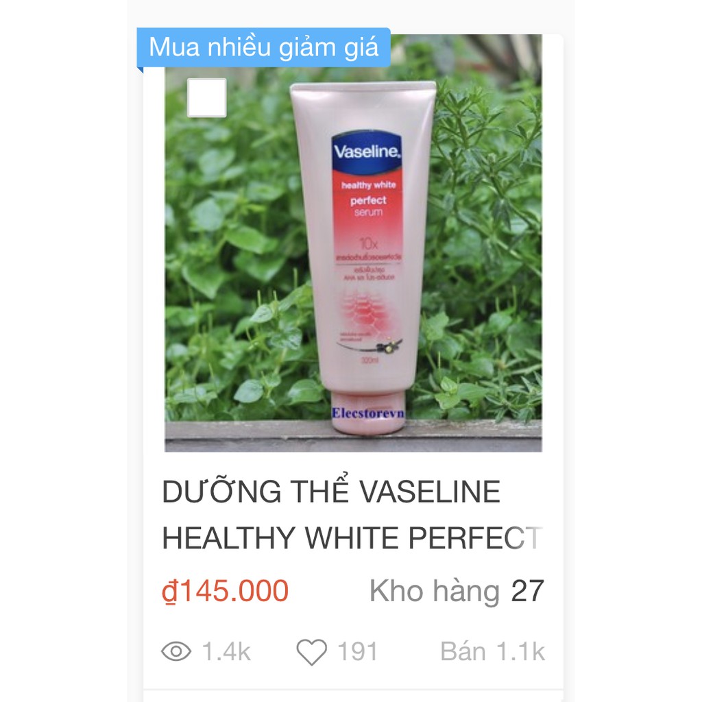 DƯỠNG THỂ VASELINE HEALTHY WHITE PERFECT SERUM 10X CHÍNH HÃNG (THÁI LAN)