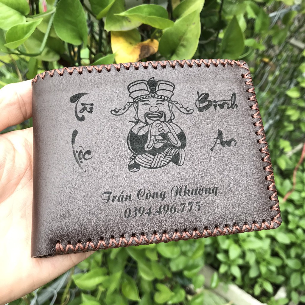 Ví Nam Da Bò Thật 100%, May Thủ Công Khắc Tên Bằng Laser Dáng Ngang TORUSA LEATHER Bảo Hành 12 Tháng