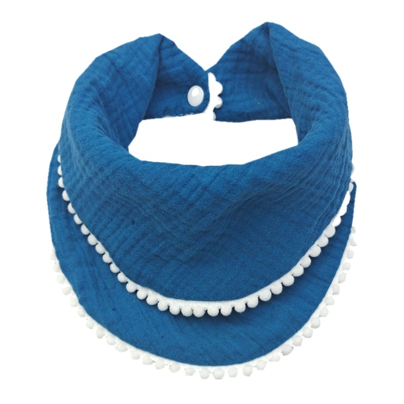 Yếm Ăn Cotton Hai Lớp Hình Tam Giác Phối Tua Rua Xinh Xắn Dành Cho Bé