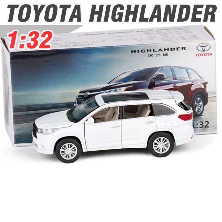 Mô hình xe ô tô toyota Highlander tỉ lệ 1:32 bằng kim loại có âm thanh và đèn xe đồ chơi trẻ em